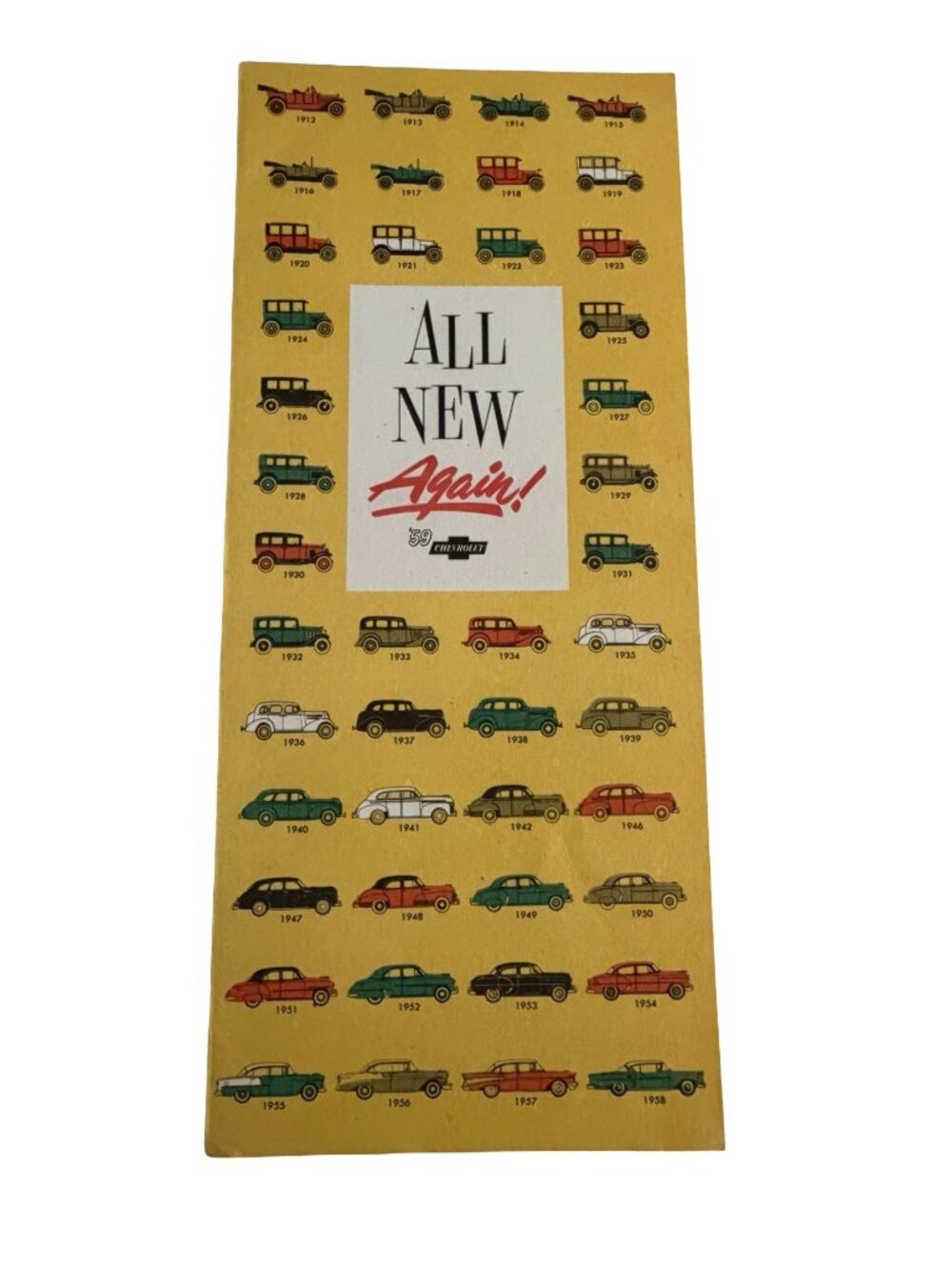 Vintage 1959 Chevrolet "All New Again!" Advertising Brochure Panel Car Timeline